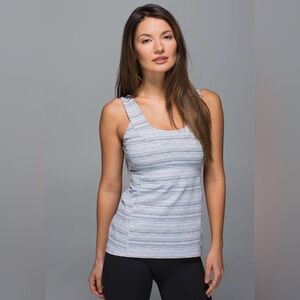 Lululemon Scoop Back Tank Size 8 Luon Cyber Stripe White